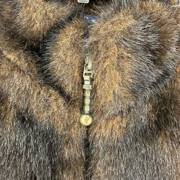Faux Fur Vest Brown Preston York Full Zip Womens Size M Classic Mock Neck Lined - Picture 6 of 11